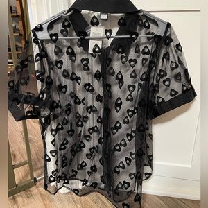 Hot Topic sheer flocked blouse NWT